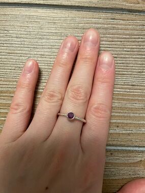 Sterling Silver ruby Bezel Ring - Minimalist Women's Ring size 6